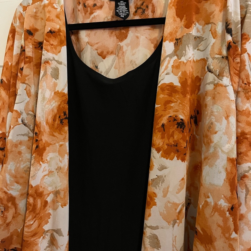 Brittany Duet White rust floral Cardigan with attached tank New without tags